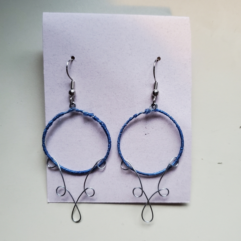 Blue and silver earrings